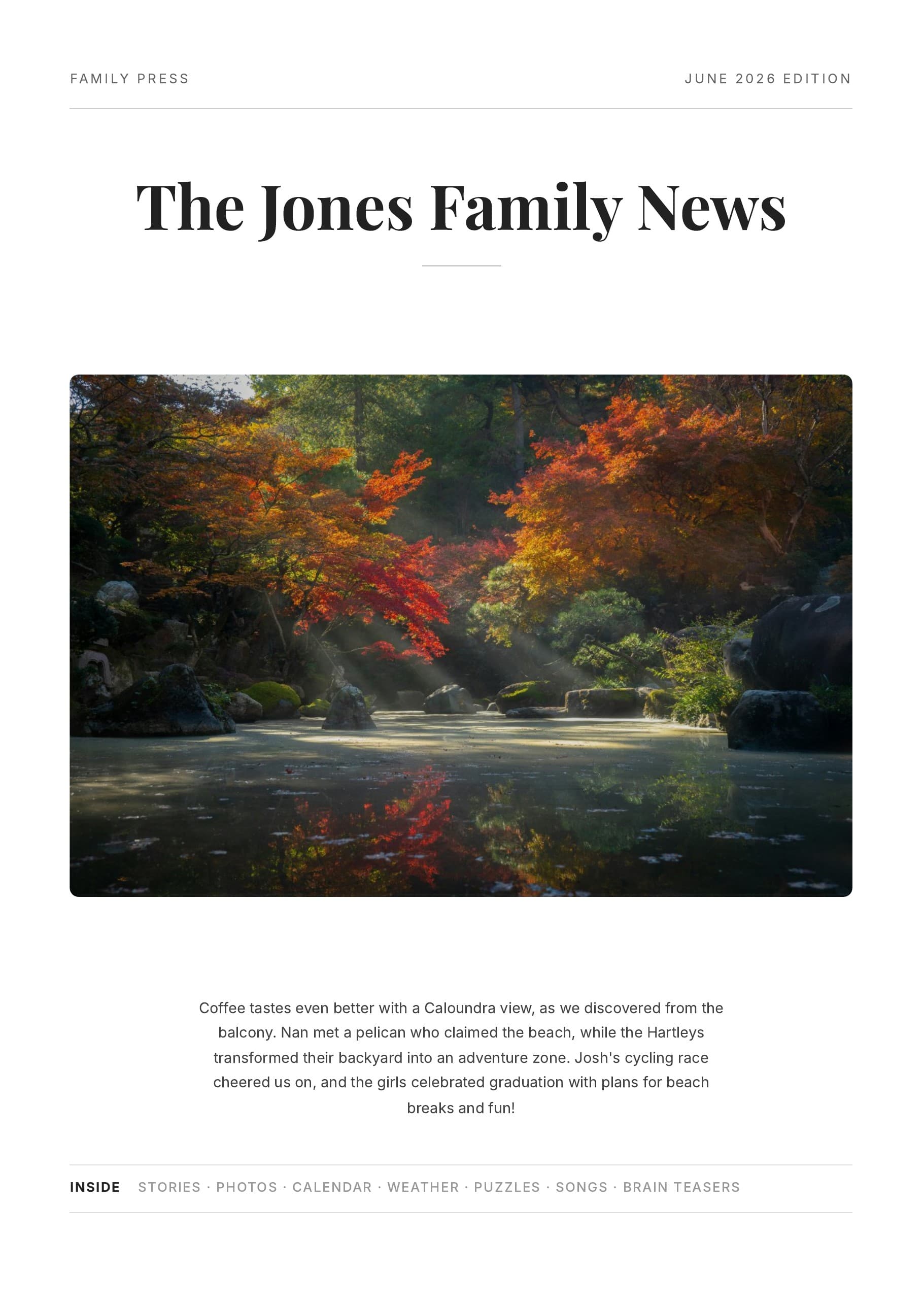 Minimal style newsletter cover